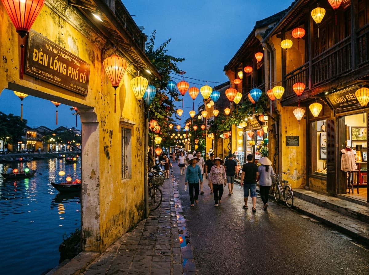 Ancient gold-painted walls and architecture of Central Vietnam heritage sites