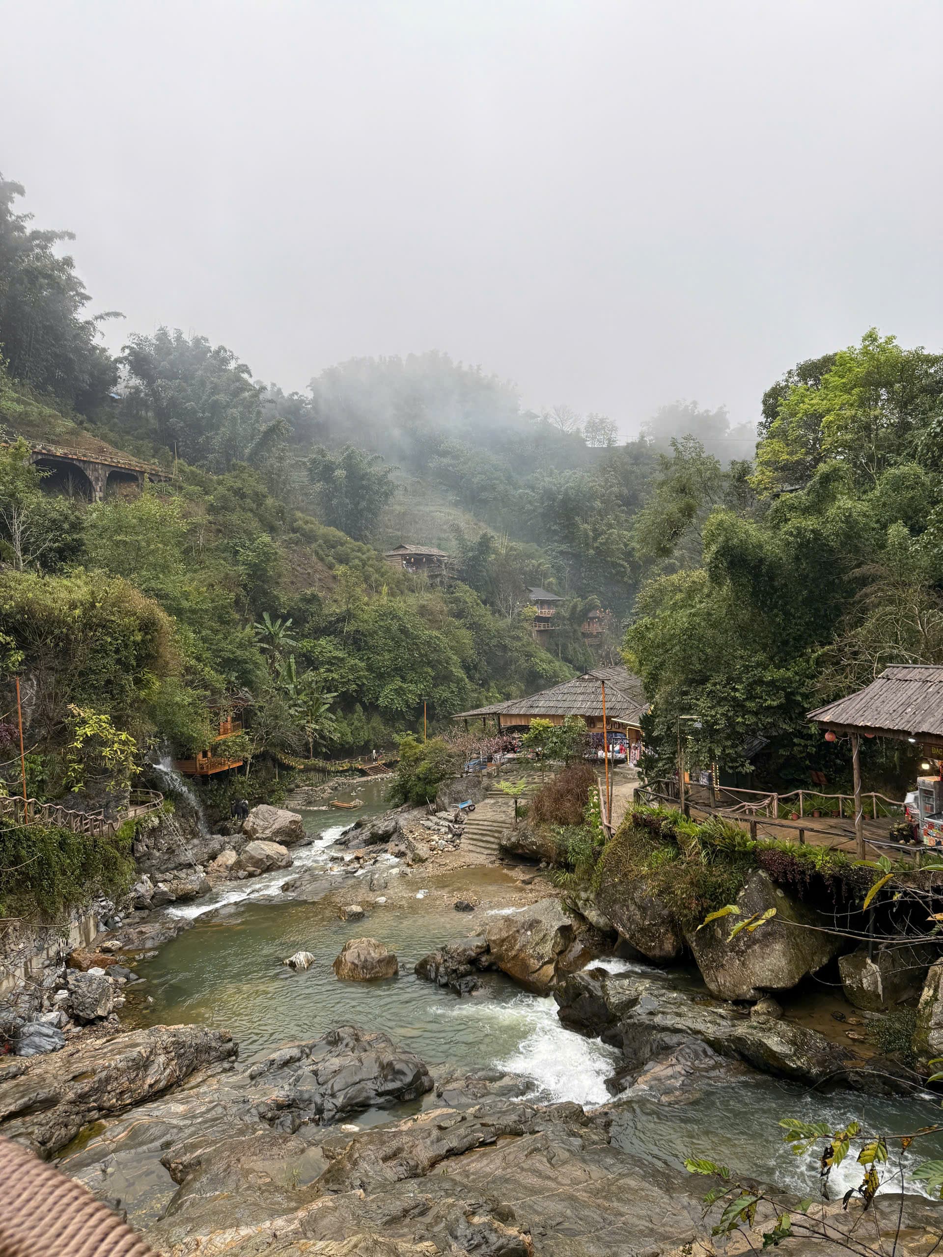 Mist over the mountain stream